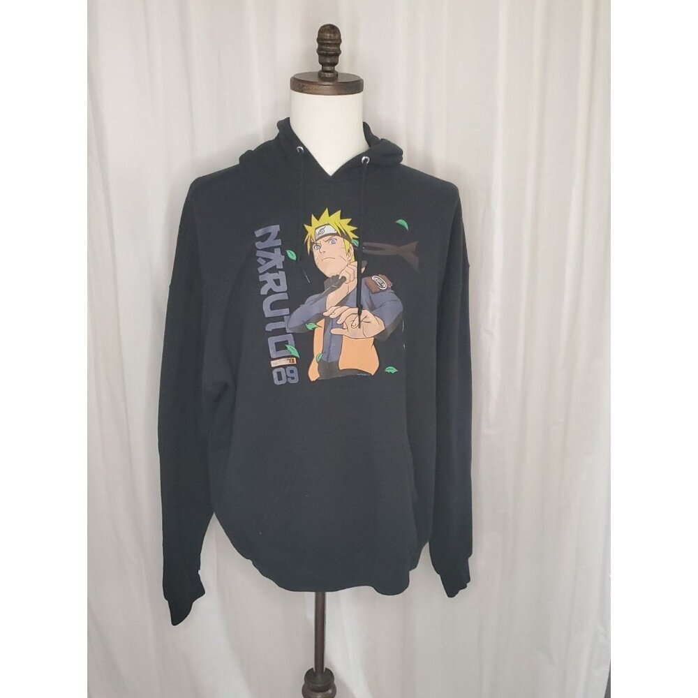 Naruto Shippuden Hoodie Black Pullover Sweatshirt Anime XXL Fantasy